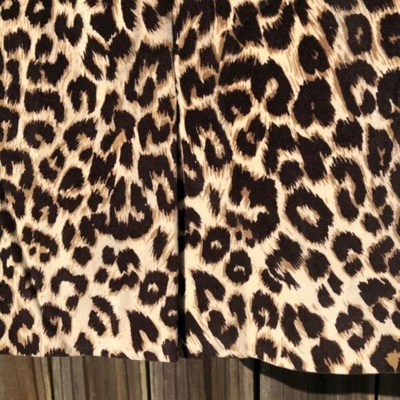 Etcetera 2 Cheetah Print Mini Dress 2 Tan Cream Black Bow Collar Short Sleeve - Picture 7 of 9